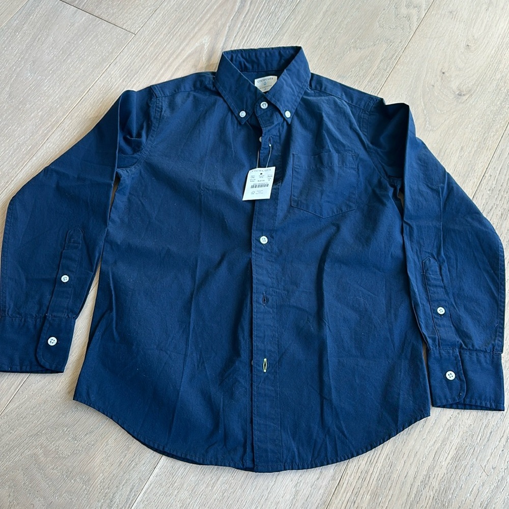 NWT J. Crew Kids Long Sleeve button down Navy, Size 8